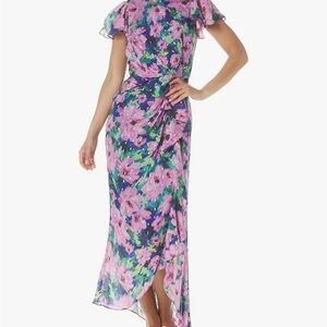 Shoshanna High Low Dress in Pink and Green Floral